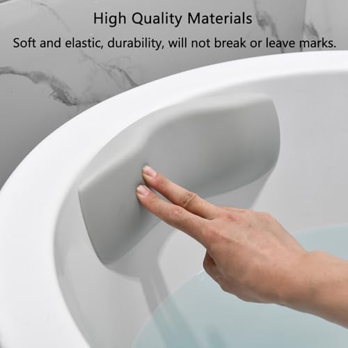 Bath Pillow, Bathtub Pillow with Self Suction, Waterproof Bath Pillows for Tub Head and Neck Support, Relaxing Bath Tub Pillow for Soaking, Spa Accessories Grey