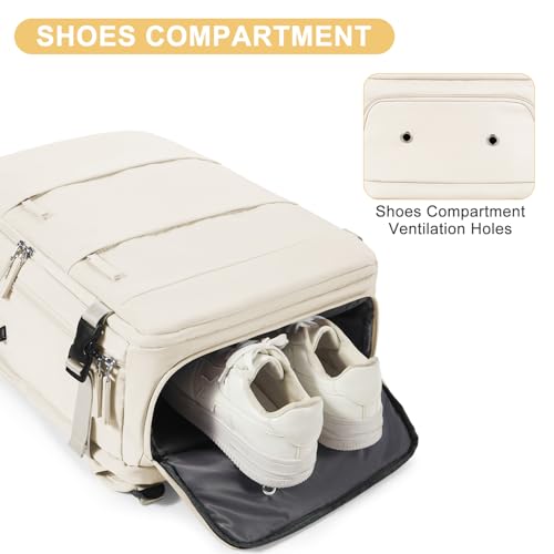 coofay Large Travel Backpack Carry on Flight Approved Mochila De Viaje Personal Item Backpack for Airlines Frontier Airlines Personal Item Bag Large Backpack for Travel Backpacks for Men Women Beige