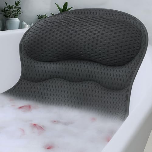 Bath Pillow for Tub – Bath Pillow Luxury Spa Bathtub Pillow with 6 Suction Cups, Soft Neck and Head Support, Washable Full Body Tub Cushion for Women & Men, Relaxing Bath Accessories Spa Gifts