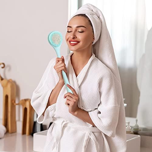 BEDELITE Back Bath Brush Long Handle for Shower of 2 - Soft Shower Brush for Men & Women,Back Brush Scrubber - 16.4" Long Skin Exfoliator for Body Bath Scrubber（2 Pack, Blue & Pink）