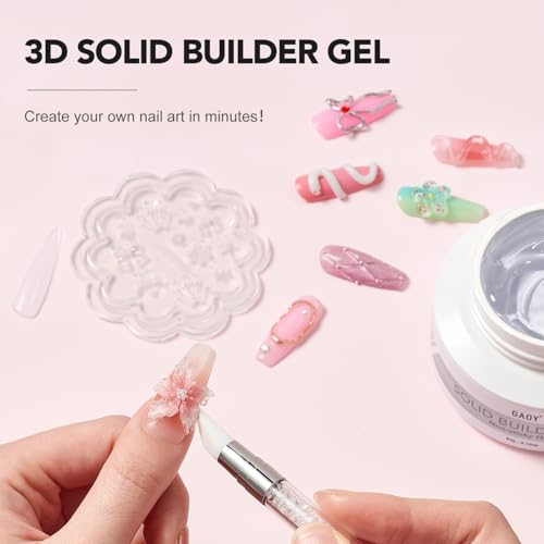 GAOY 60g Solid Builder Gel for Nails, Non-Sticky Hand 3D Sculpting Hard Gel for Art Carving Modeling and Extension, Clear
