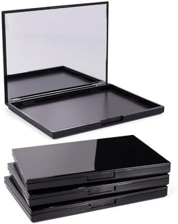 3 Pack Magnetic Makeup Palette with Mirror, Empty Travel Makeup Organizer with 60Pcs Adhesive Metal Stickers For DIY Your Own Powder Palette(Medium Palette - 5.7"x4.3")