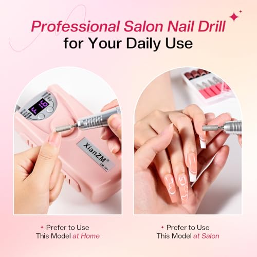 Electric Nail Drill Machine: Professional 35000 RPM E File Kit for Acrylic Gel Polish Removal Portable Manicure with Bit Home Salon