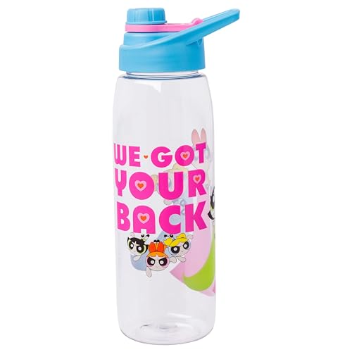Silver Buffalo Powerpuff Girls We Got Your Back Featuring Bubbles, Buttercup, and Blossom Water Bottle with Screw Lid, 28 Ounces