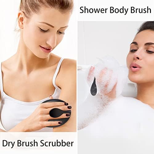 Dry Brushing Body Exfoliating Brush, Anti Slip Body Scrubber for Shower, Never Mold Shower Body Cleaning Brush for Deep Cleansing & Soften Skin, Improve Circulation (Black-2 Pack)