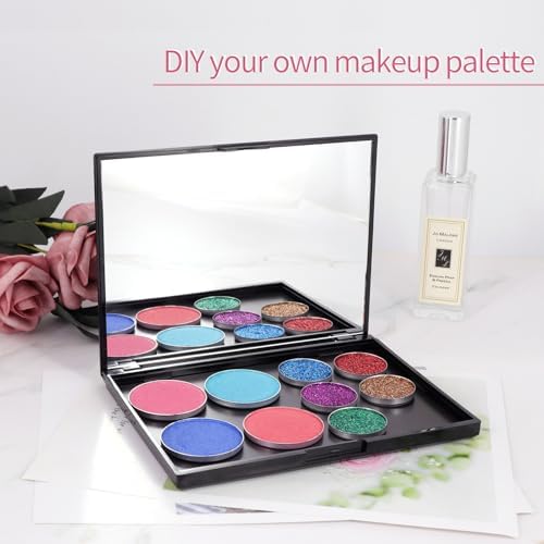 3 Pack Magnetic Makeup Palette with Mirror, Empty Travel Makeup Organizer with 60Pcs Adhesive Metal Stickers For DIY Your Own Powder Palette(Medium Palette - 5.7"x4.3")