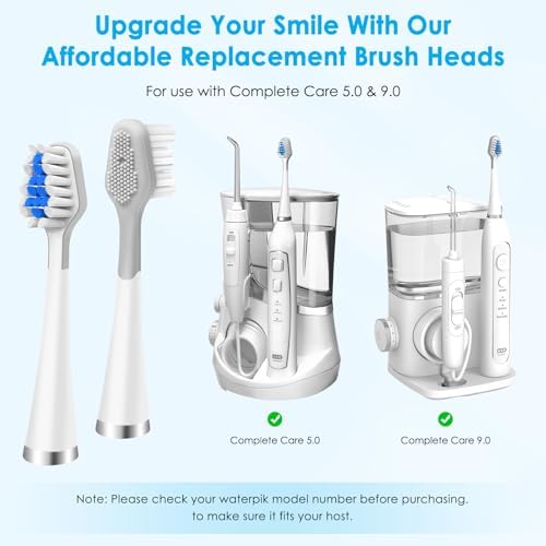 3-Count Toothbrush Replacement Heads Compatible with Watepik Complete Care 5.0/9.0 (CC-01/WP-861) with Tongue Scraper, STRB-3WW