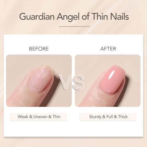 GAOY 6 Colors Rubber Base Gel Set, Jelly Builder Base Nail Gel Nude Sheer White Pink, 2-in-1 Soak Off Nail Strengthener, Blush Jelly