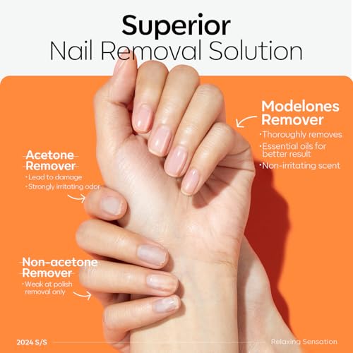 Modelones Nail Polish Remover, Acetone Nail Polish Remover Enriched with Jojoba Oil Gel Polish Remover for Gel Glue Acrylic Dip Powder Remover for Home Salon(8 FL.Oz., Pack of 2)