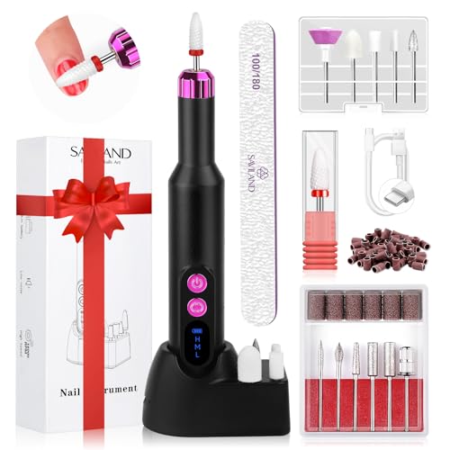 SAVILAND Electric Nail Drill Professional: 20000RPM Cordless Electric Nail File with Base Rechargeable Nail Drill for Gel Acrylic Nails Remove Polish Manicure Pedicure Salon at Home