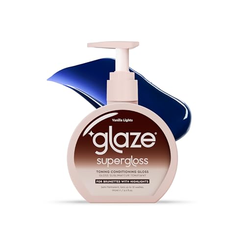 Glaze Supergloss Color Conditioning Gloss – Hydrating Semi-Permanent Color Hair Gloss & Shine Boost – Color Depositing Mask - Vegan, Cruelty-Free – 6.4 Fl Oz - Vanilla Lights - Cool Blue Toner