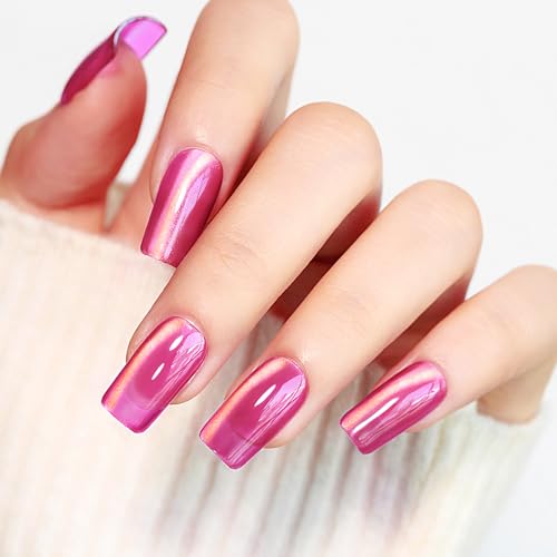 MIZHSE Cat Eye Gel Nail Polish, Dawn Cat Eye Effect Magnetic Gel Polish Set, 8 Colors Crystal Jelly Pink Red Green Purple Nail Gel with Magnet Stick Soak Off Nail Art Gift for Women