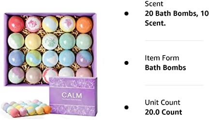 20PCS Bath Bombs for Women Presents Set Natural Wonderful Fizz Effect Bath Bomb with Shea Butter & Essential Oils, Bubble Bath Mothers Day Presents for Mom, Wife, Girlfriend