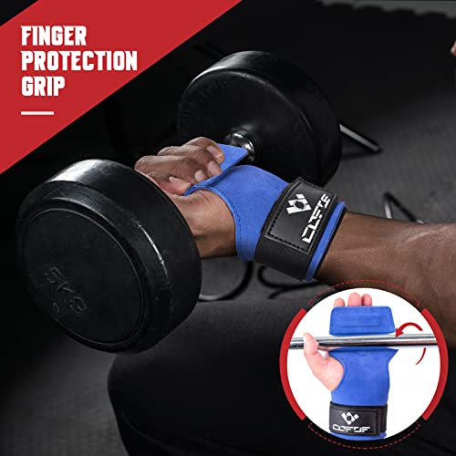 COFOF Weight Lifting Wrist Strap,Double Layer Leather Weightlifting Wrist Strap for Deadlift and Powerlifting, Adjustable Neoprene Padded Gym Workout Lifting Wrist Hooks for Men/Women(Pair)