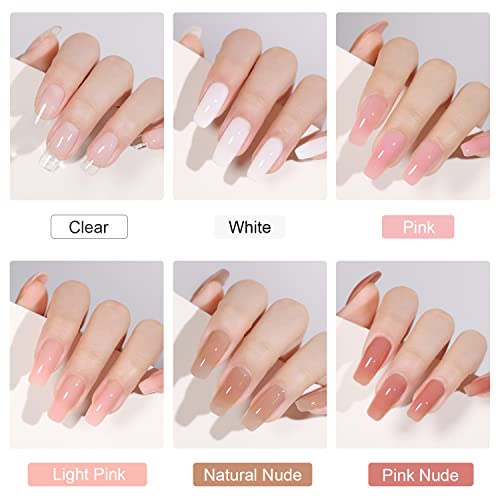 GAOY Poly Gel Set, Nail Extension Gel, 6 Colors Nude Pink Builder Nail Enhancement for Beginner & Professional Salon DIY