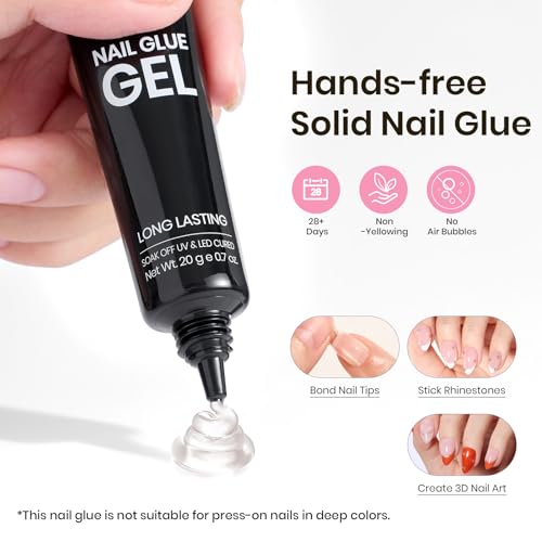 Beetles Tipex Instant Apex Nail Tips Kit, Almond Short 224Pcs 16 Sizes Pre-Building & Pre-Etched Thicker Acrylic Nails False Nail Extension with Tipex Uv Nail Glue Mini Nail Lamp