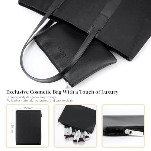 DUcare Makeup Brushes with Bag,15Pcs Makeup Brush Set Christmas Gift Travel Kabuki Foundation Blending Blush Eyeliner Shadow Brow Concealer Brushes Kit Black