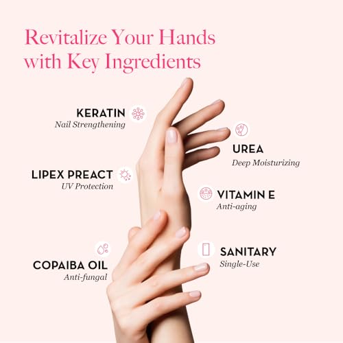 Bodipure Professional Keratin Gloves for Nail Strengthening, Moisturizing Hand Mask for Dry and Cracked Hands, Hand and Cuticle Treatment with Vegetable Keratin Cream 12 Pairs