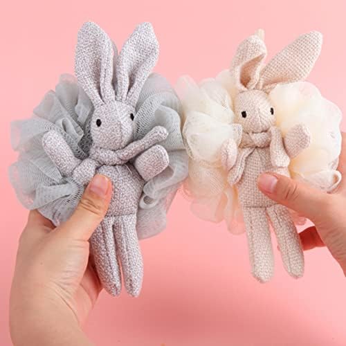 Loofah for Kids Bath Sponge for Kids Loofah Girls Cute Animal Bunny Gift Set - Pink, White, Grey - Shower Loofah for Women Yisella