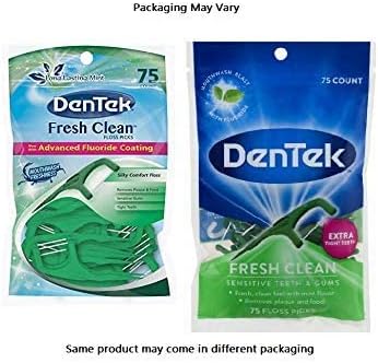 DenTek Fresh Clean Floss Picks, for Extra Tight Teeth, 75 Count, (Pack of 4)