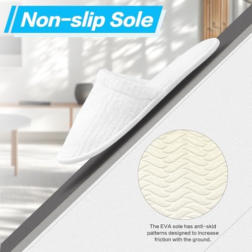 20 Pairs Bulk Disposable Slippers, White Soft Coral Fleece Spa Slippers for Guests, Comfortable Non-slip Closed Toe Slippers for Adults Hotel Travel Party House Bathroom