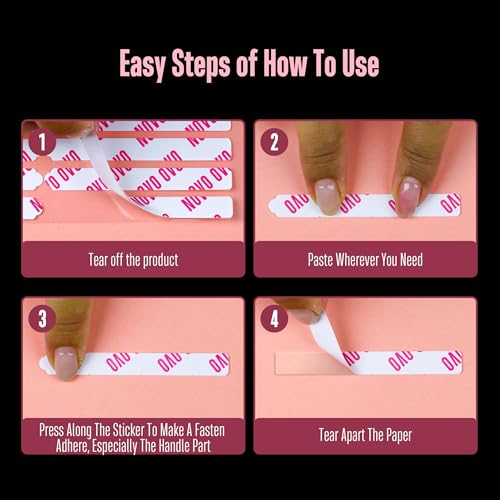 360 pcs EASY TEAR Adhesive Tabs for Press on Nails Display, Clear Removable Double Sided Gel Glue Mounting Sticky Tape for Nail Art/Packaging/Storage/Practice/Supplies 30 pc x 12 sheets