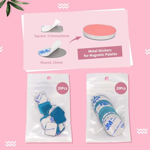 Large Empty Magnetic Eyeshadow Palette with Clear Top, Travel Makeup Organizer with 40Pcs Adhesive Metal Stickers For DIY Your Own Powder Palette (Large Palette - 7.87”x5.51”)