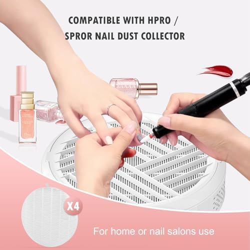 4 Pack Replacement Filters Compatible with MelodySusie HPro/SProR Nail Dust Collector, Home or Nail Salons Use Reusable Refill Filters for Nail Dust Vacuum Machine