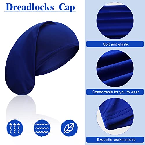 8 Pieces Unisex Dreadlock Cap Dreadlock Spandex Cap Long Hair Dreads Head Wrap Sleep Bonnet Full Cover for Men, 15 x 9 Inch (Multi Color)