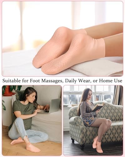 2 Pairs Silicone Socks for Dry Cracked Feet, XL Anti Slip Soft Moisturizing Socks Softening Feet, Ultra-high Stretch Pedicure Socks Foot Care After Pedicure