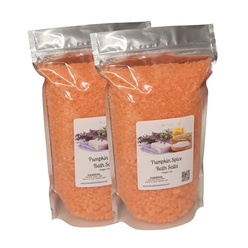 Bath Salts | 8lbs (2) 4lb Bags (128 oz.) | Pumpkin Spice Scent | Epsom Salt | Sea Salt | Bathing | Body Care | Beauty | Relaxation | Spa | Pedicure | Manicure