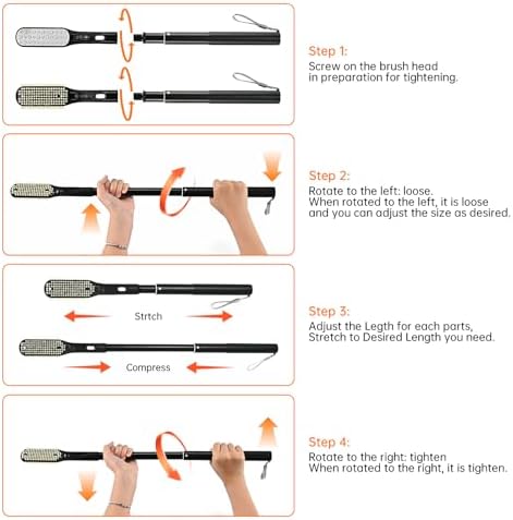 Toe Gap Cleaning Brush, 18.82"-25.98" Telescopic Toe Cleaning Brush Long Handle, Toe Scrubber for Deep Cleaning and Exfoliating for Women and Men, Elderly
