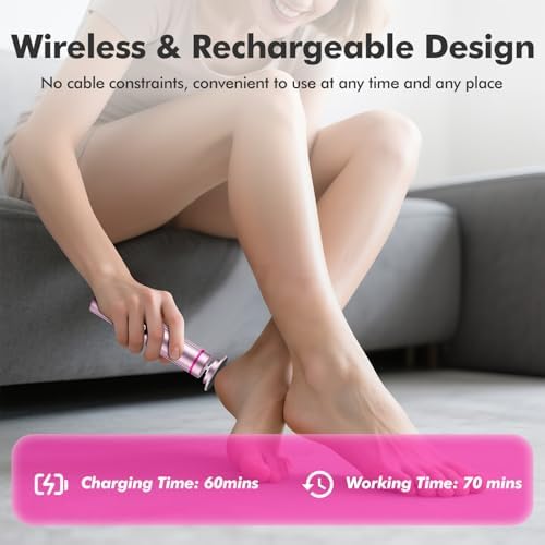 2 in 1 Electric Foot Callus Remover Cordless, 13000RPM Professional Feet Pedicure Tools for Dead Skin, Rechargeable Metal Foot Sander & Nail File with 9 Speed Level and 40Pcs Sandpaper Discs