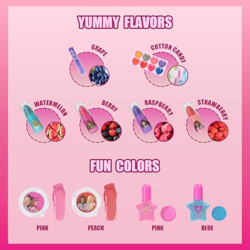 Barbie Car Makeup Kit for Girls, Real Washable Toy Makeup Set, Barbie Gift, Play Makeup and Pretend Play Toys, Perfect for Birthdays, Parties, Sleepovers & Makeovers, Ages 6 and up, by Townley Girl