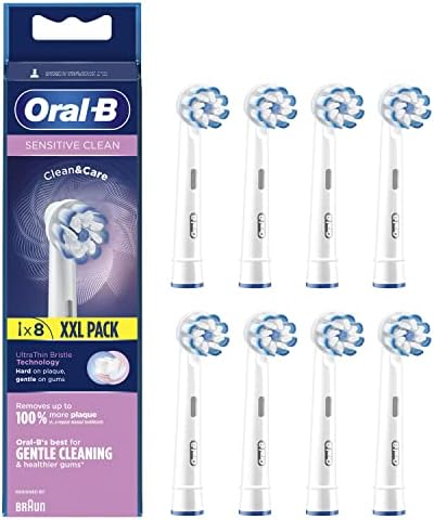 Oral-B Sensitive Clean Replacement Brush Heads x 8 Original Refill for Electric Toothbrush, White, 200 gram