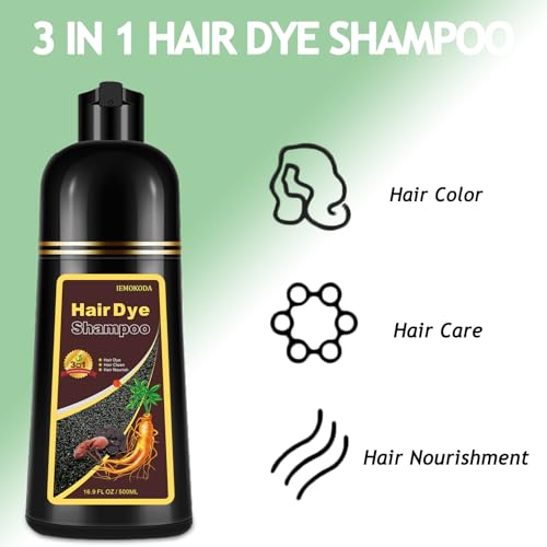 Natural Blonde Brown 3-IN-1 Golden Hair Dye Shampoo 500ml, Colors in 10-15 Mins, 100% Coverage for All Hair Types (Blonde Brown)