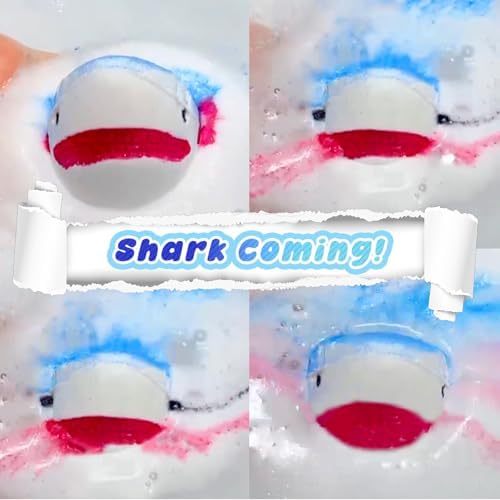 Shark Bath Bombs for Kids, 8 Surprise Bath Bombs with Sea Aninmals Inside & 4 Suction Cup Toys Outside, Natural Handmade Bubble Bath Ball Gift for Boys Girls Birthday Christmas