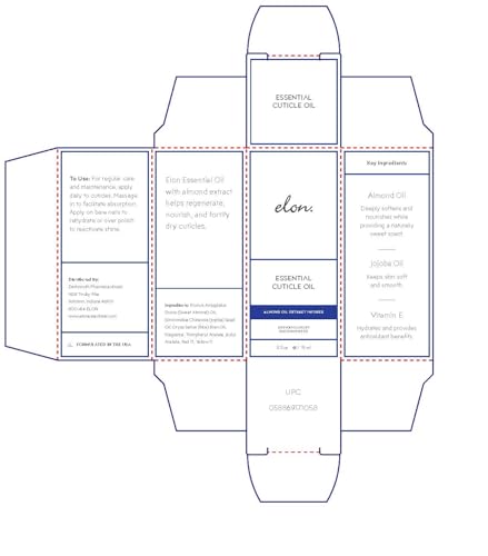 Elon Cuticle Oil for Nails w/Almond Oil Extract - Jojoba & Vitamin E - Softening & Hydrating Cuticles & Nails – Dermatologist Recommended – Bottle Size 0.5 oz