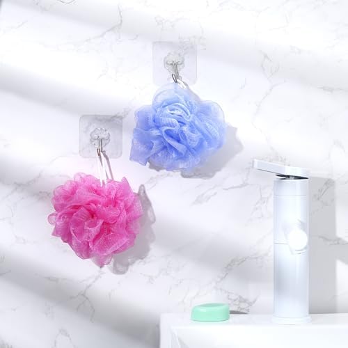 12 Pcs Travel Size Loofah Individually Wrapped, Small Shower Puff Bath Sponge Pouf Ball Bulk Mesh Bath Puff Mini Loofah Sponge with Case Bulk for Shower Care (25g,Colorful)