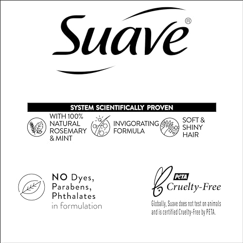 Suave Natural Rosemary & Mint Conditioner, for Strong & Healthy Hair, No Dyes, No Parabens, No Phthalates, 28 oz Pack of 4