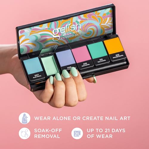 Gelish Cream Gel - Solid Gel Nail Polish, Solid Gel Nail Polish Palette, Cream Gel Nail Polish with Brush, LED Cure, Long-Lasting Soak Off Polish