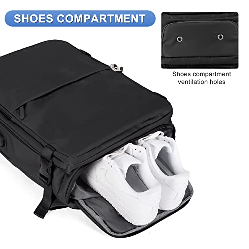 coofay Large Travel Backpack For Women Airline Approved Carry On Waterproof Sports Luggage Casual Daypack Small Hiking Backpack Black