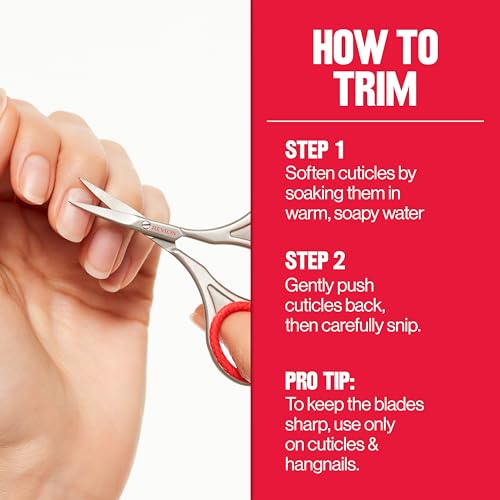 Revlon Cuticle Scissors, Manicure Tool for Safe Nail Care, Hangnail Trimming, Ultra-Fine Stainless Steel Curved Blade, 1 Count