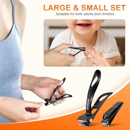 Toenail Clippers for Seniors Thick Toenails, Slanted Angled Head Large Nail Clippers Set for Men, Ultra Sharp Fingernail Clipper with File, Heavy Duty Toe Nail Clippers with Wide Jaw