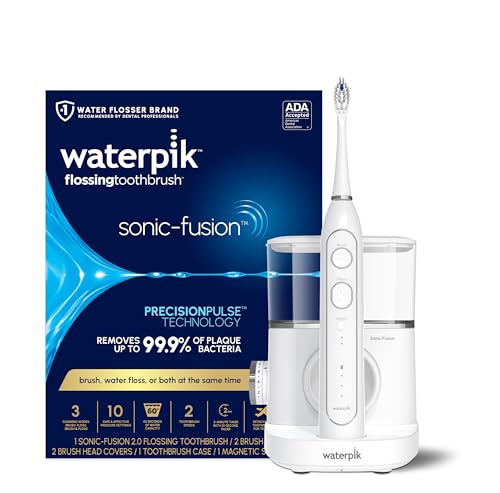 Waterpik Sonic-Fusion 2.0 Professional Flossing Electric Toothbrush with Water Flosser Combo In One, White SF-04, Packaging May Vary
