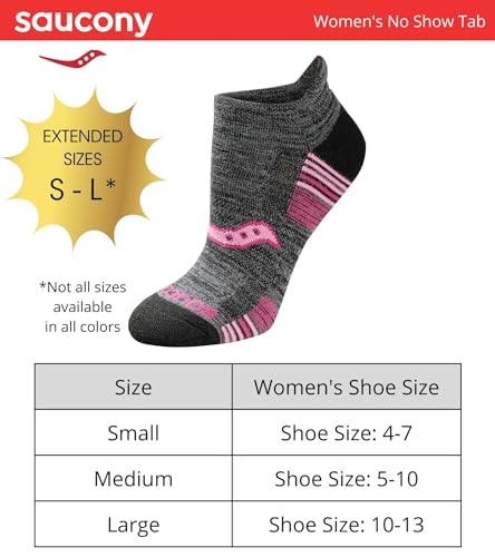 Saucony Women's RunDry Performance 8, 16 Heel Tab Athletic Socks, S-L, Pink Accent Assorted (8 Pairs), Large