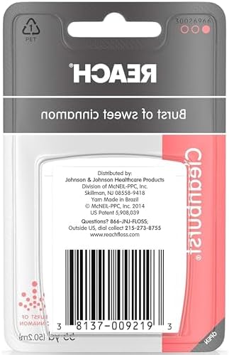 Reach Cleanburst Waxed Dental Floss Cinnamon, 55 Yards (Pack of 12)
