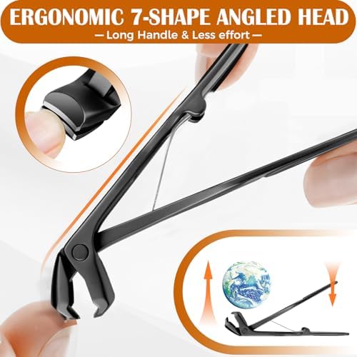 Nail Clippers for Seniors Thick Nails, Slanted Curved Ingrown Toenail Clippers Angled Head Large Toe Nail Clippers for Men Thick Toenails with Wide Jaw Opening Nail Cutter