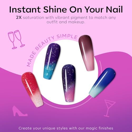 modelones Color Changing Gel Nail Polish, 6 Colors Orange Blue Purple Pink Neon Mood Temperature Change Gel Polish Set Soak Off DIY Home Nail Art Gift