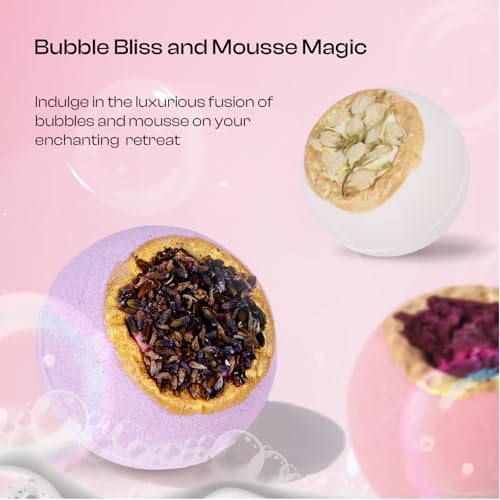 Bath Bombs for Women, Gift Set of 6 Fizzies Luxury Large Size with Real Flowers and Natural Organic Essential Oil, Self Care Gifts for Women, Mon, Daughter, Girlfriend, Kids,Pack of 6 (Multiple)